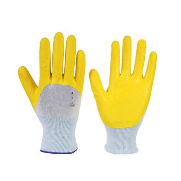 IND-HP-05 75% Back-Dip Nitrile Coated Heavy Industrial Gloves (Blue / Yellow)
